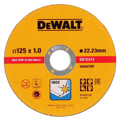 Immagine prodotto di DeWALT DT3507-QZ Disco da taglio per acciaio inox, acciaio inox, 10 pezzi, 125 mm
