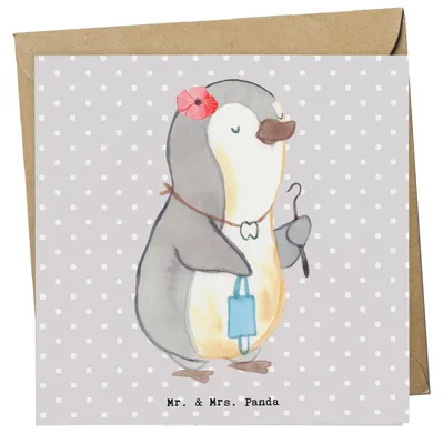 Produktbild von Mr. & Mrs. Panda Grußkarte Kieferorthopädin Herz - Grau Pastell - Geschenk, anlasskarte, doppelkarte, Glückwunschkarte, Klappkarte, faltkarte
