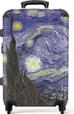 Produktbild von NoBoringSuitcases.com® Großer Koffer - Van Gogh - Sternenhimmel - Kunst - Alte Meister - Blau - Kombinationsschloss TSA - Hartschalen Trolley 4 Rollen - 72 liter - Reisekoffer - 66 cmKoffer Mittelgroß 67x43x25 cm, 72L,