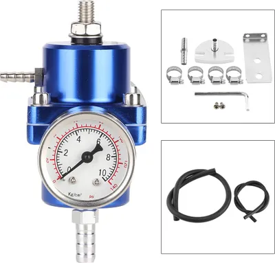 Productafbeelding van Universele brandstofdrukregelaar van aluminiumlegering met manometer, instelbaar van 0 tot 140 psi