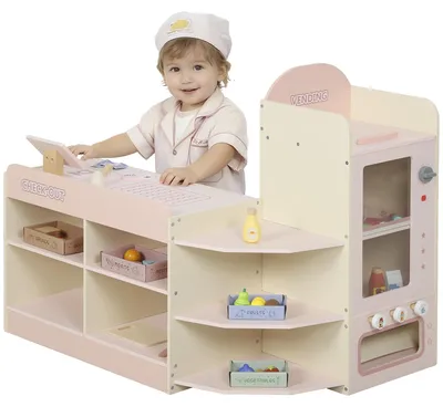 Obrázek produktu pro Dřevěné hračky Supermarket, pokladna, automat, růžová