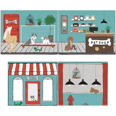 Produktbild von Vipack Stoffset Pet Shop Design für Kinder, Spielbereich unter dem Bett