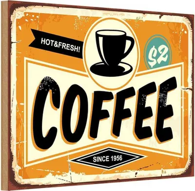 Produktbild von vianmo Holzschild 20x30 cm Kaffee hot fresh Coffee Essen Trinken