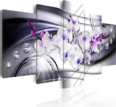 Produktbild von Leinwandbilder 200x100 cm b-A-0238-b-p Vlies Leinwandbild 5 tlg Kunstdruck modern Wandbilder XXL Wanddekoration Design Wand Bild ABSTRAKT BLUMEN ORCHIDEE