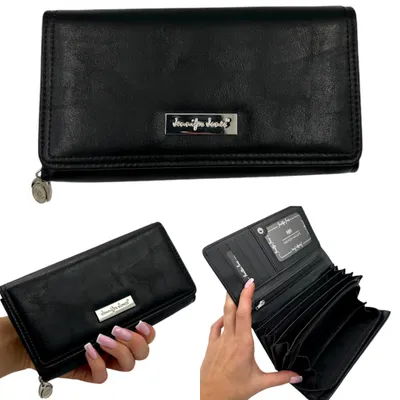 Produktbild von Jennifer Jones Damen Portemonnaie Leder Schwarz Elegant