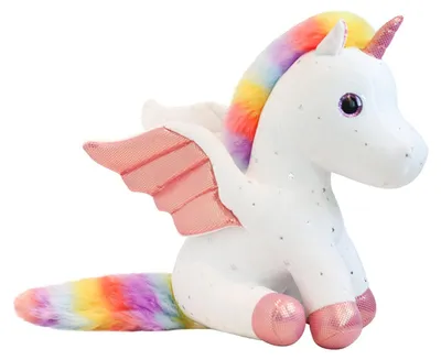 Image de Peluche licorne, brillante, 23 cm, multicolore, arc-en-ciel, pour enfants