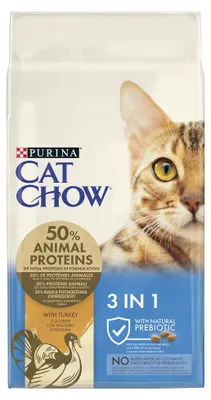 Imagen del producto de Purina Cat Chow 3 en 1, para gatos adultos, sabor a pavo, 15 kg