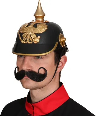 Produktbild von Preußische Pickelhaube Kopfbedeckung Bismarck Helm Spitzhaube Schwarz Gold