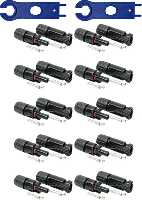 Produktbild von 10 Paar Solarstecker Set inkl. Montagewerkzeug, kompatibel mit MC4, für Solarkabel 4 – 6 mm²
