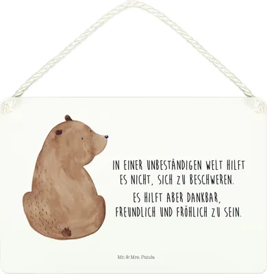 Produktbild von Mr. & Mrs. Panda Schild Bär Schulterblick DIN A4 - Weiß - Geschenk, Wandbild Holz, Motivation, Dekobrett, holzbild, Bären, Teddy, Selbstachtung, Weisheit, Bärenliebe