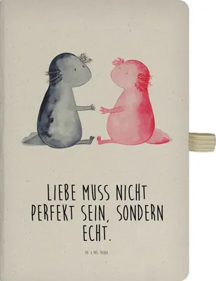 Produktbild von Mr. & Mrs. Panda Reisetagebuch Axolotl Liebe - Transparent - Geschenk, notizbuch, Kladde, Valentinstag, Journal, A5, Tagebuch, Lurch