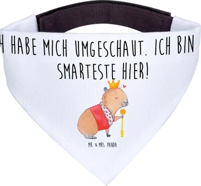 Produktbild von Mr. & Mrs. Panda Halstuch Für Hunde Capybara König - Weiß - Geschenk, Dreieckstuch, Bandana, Hals Tuch, Lustige Sprüche, Hund