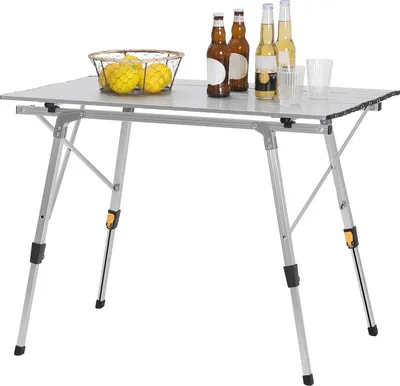 Produktbild von Campingtisch – Höhenverstellbar – Aluminium – Silber – 90 x 52,2 x 72 cm