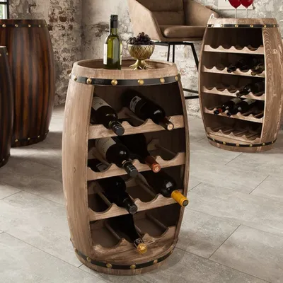 Produktbild von Originelles Flaschenregal BOTELLA 60cm natur Weinfass Pienienholz