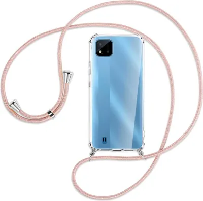 Produktbild von Handykette Backcover-Schutzhülle mit Band (Metall silberfarben) für Realme C11 2021 / C20 / C20A - roségold