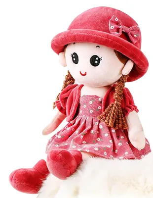 Immagine prodotto di Orsacchiotto di peluche morbido, bambola coccolosa per neonate, bambola in peluche per bambini piccoli, giocattolo in peluche, bambolina, bambola ragdoll, bambola da regalo per nascita o battesimo – Rosso, 35 cm