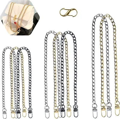 Produktbild von 8 Stück Tasche Kette Metall Taschen Taschenkett Ersatz Schulterriemen Kette Kette Schulterriemen Ausgestattet mit einer Einstellschnalle