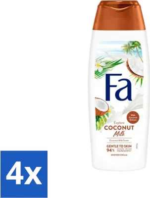 Image de Fa - Gel douche - Lait de coco - Hydratant & Apaisant - Adoucissant - 250 ml - Pack avantage - 4 pièces