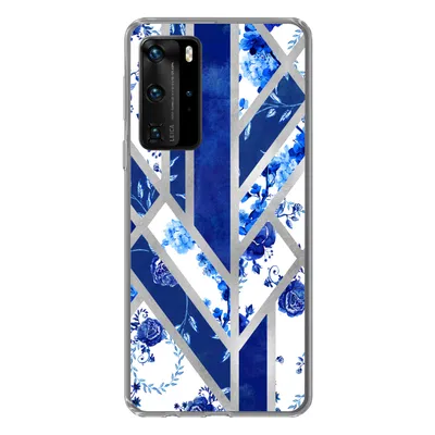 Produktbild von MuchoWow® Handyhülle Schutzhülle Hülle für Huawei P40 Pro Delfter Blau - Design - Luxus Silikon Softcase Handy Hülle - Schutz