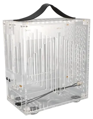 Image de Boîtier PC ITX miniature 23 x 20,5 x 12 cm, en acrylique transparent, boîtier d'ordinateur de bureau portable à monter soi-même, boîtier ouvert à 360 degrés avec circulation d'air, transparent