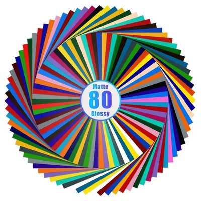 Obrázok produktu pre Sada samolepiacej vinyl fólie, 80 kusov – 40 matných a 40 lesklých – formát 30x30 cm, vhodná na kreatívne projekty a dekorácie
