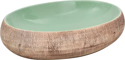 Produktbild von vidaXL Aufsatzwaschbecken Grün und Braun Oval 59x40x15 cm Keramik
