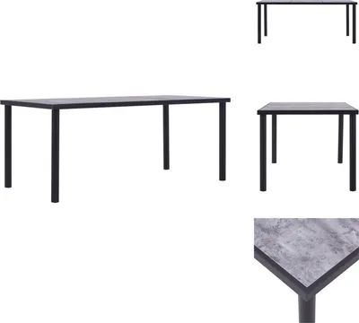Produktbild von vidaXL Esstisch Schwarz und Betongrau 200 x 100 x 75 cm MDF - Esstische