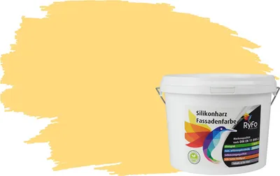Produktbild von RyFo Colors Silikonharz Fassadenfarbe Lotuseffekt Trend Butterblume 3l - bunte Fassadenfarbe, weitere Gelb Farbtöne und Größen erhältlich, Deckkraft Klasse 1