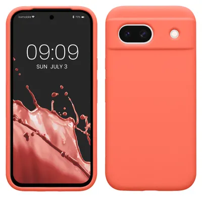 Produktbild von kwmobile Handyhülle für Google Pixel 8a Hülle, für Pixel 8a Case - Hülle Silikon - kabelloses Laden - Leuchtende Koralle