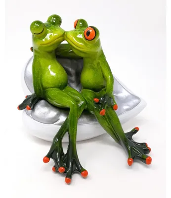 Productafbeelding van Grappige kikkerfiguur, kikker, paar kikkers op een bank. Polyurethaan, 13 cm