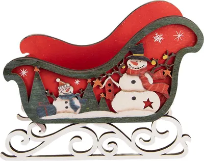 Productafbeelding van Clayre & Eef kerstdecoratie: houten slee, rood