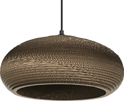 Zdjęcie produktu dla Lampa wisząca OSRAM Decor Cardboard Drop brązowa wykonana z tektury falistej, lekka, E27, średnica 400 mm, klosz wykonany z materiału pochodzącego z recyklingu, ekologiczna dzięki wymiennemu źródłu światła, łatwy montaż