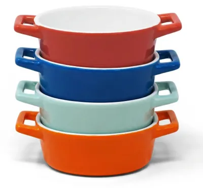 Immagine prodotto di Set di 4 teglie ovali in Vetroceramica colorata, con maniglie – Joeji's Kitchen, contenitore per porzioni