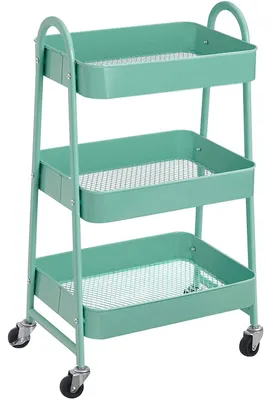 Immagine prodotto di Carrello da cucina, carrello di servizio con 3 ripiani, 2 freni, maniglie, metallo nero