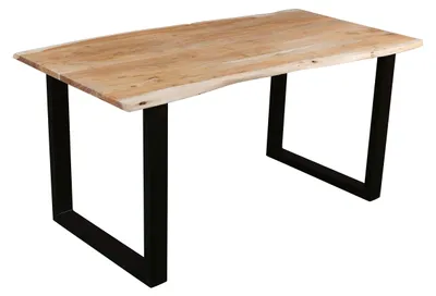 Produktbild von Esstisch Baumkante massiv Akazie eichefarben 160 x 85 cm schwarz DEREK