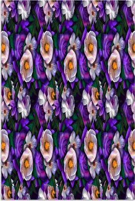 Produktbild von MuchoWow® Poster Blumen - Lila - Muster 40x60 cm - Plakate für die Wand - Poster Babyzimmer