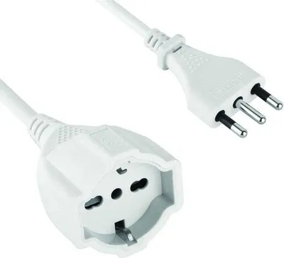 Productafbeelding van Universele kabel, 10 meter, wit, 3x1,5mm, met dubbele stekker (16A) en universele connector