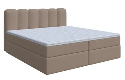 Produktbild von Boxspringbett LANDO 140x200 cm, Kontinentalbett, Doppelbett, Polsterbett, Schlafzimmerbett, Bettkasten, Modern, Komfortbett [Cappuccino: Fredo 05]