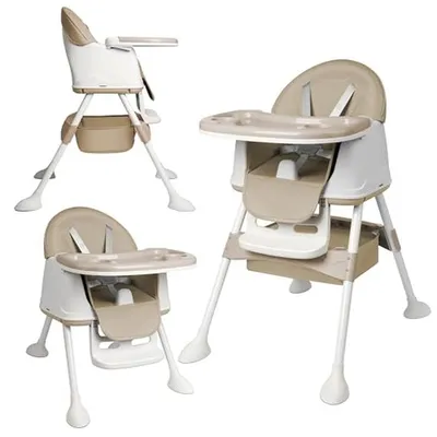 Obrázek produktu pro Dětská židlička – kombinovaná židlička – bezpečné krmení – multifunkční 3 v 1 – 55 x 775 x 87 cm – béžová