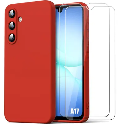 Image de Coque + 2 Verres Trempés pour Samsung Galaxy A17 4G/5G - Protection Ultra Slim Antichoc Anti-Rayures - Rouge