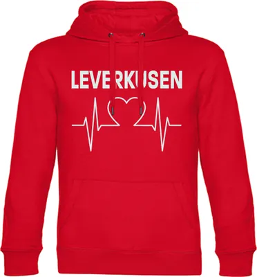 Produktbild von multifanshop Kapuzen Sweatshirt - Leverkusen - Herzschlag, rot, Größe L