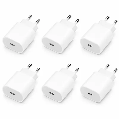 Produktbild von 6x USB-C Schnellladegeräte 20W für iPhone 18 Pro / Pro Max, Air, 17 / 16 / 15 / 14 / 13 / 12 / 11 / X / XR / XS / 8 – USB-C Netzteil