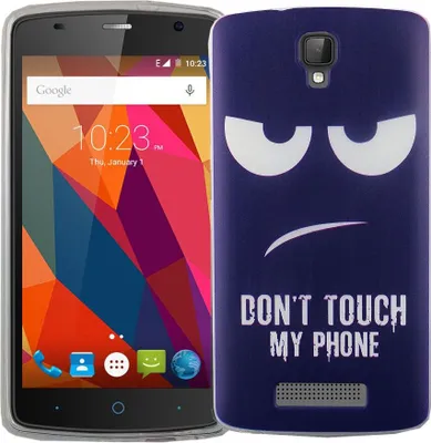 Produktbild von Handy Hülle für ZTE Blade L5 Plus Cover Case Schutz Tasche Motiv Slim Silikon TPU Dont Touch my Phone Blau
