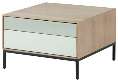 Produktbild von MASSIVMOEBEL24.DE Couchtisch Akazie 67x67x43 grau-weiß geölt CHICAGO #13