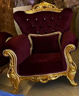 Produktbild von Casa Padrino Luxus Barock Sessel Bordeauxrot / Gold - Wohnzimmer Sessel mit Glitzersteinen - Barockstil Wohnzimmer Möbel - Luxus Möbel im Barockstil - Barock Einrichtung - Wohnzimmer Einrichtung