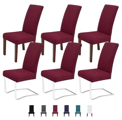 Produktbild von Stuhlhussen 6er Set Bordeaux Stretch Waschbar für Schwingstühle