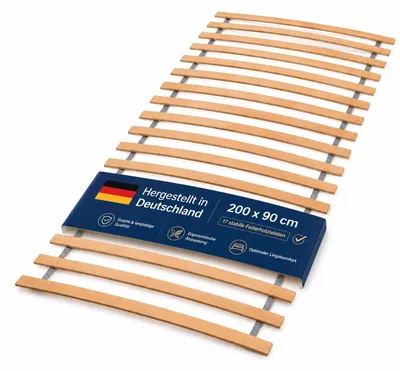 Produktbild von BURI Home Rollrost 90x200 cm – Lattenrost Holz Rollrost Bettrost mit 17 Federleisten aus Birkenholz, Bettrost für alle Matratzen, Roll-Lattenrost belastbar bis 100 kg, Germany