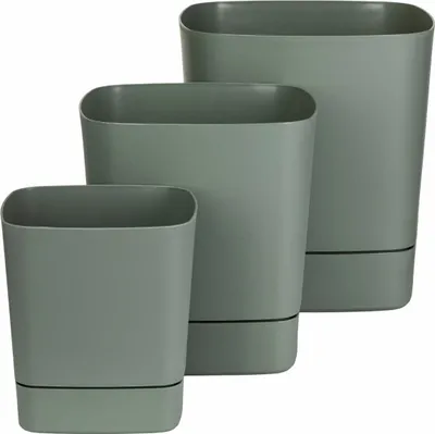 Produktbild von HowHomely | Blumentöpfen mit Untersetzer - Übertöpfe - 3er Set - grün - Blumenkübel - Dekorativ - Pflegeleicht