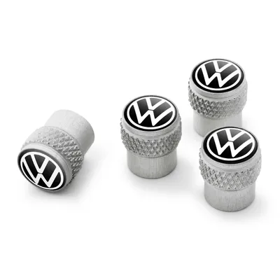 Produktbild von Volkswagen 000071215E Ventilkappen mit VW-Logo für Aluminiumventile, Silber, Universell