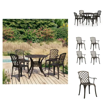 Image de vidaXL Ensemble Bistro 5 pièces fonte d'aluminium bronze - ensembles de meubles de jardin